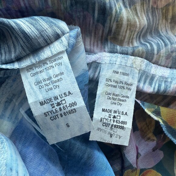 Jess & Jane Womens Tunic Tops S Floral & Paisley 3/4 Sleeve Multicolor USA Made - Picture 5 of 5